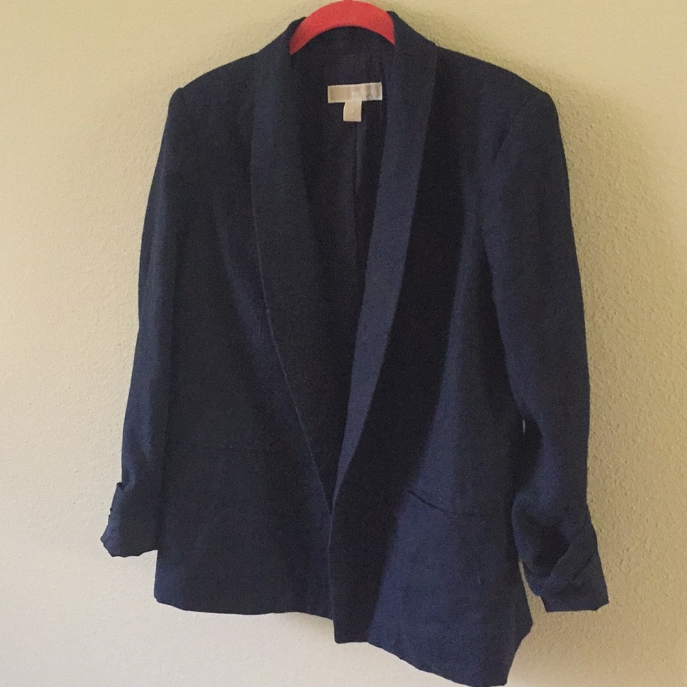 Michael Kors Navy Blue Linen Blazer